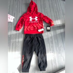 Under Armour Red Camo Hoodie with Black Joggers Kids Set